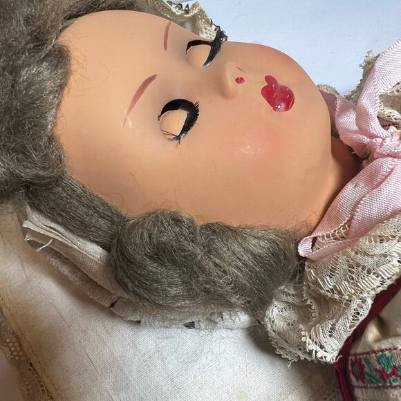 Vintage 30s Eastern European Dressed Composition Doll 17 Inches Bride Jointed - Picture 12 of 16